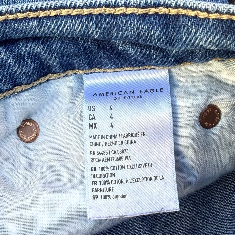 American Eagle Outfitters Blue Frayed-Hem Jean Shorts - Picture 3 of 3